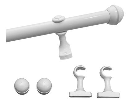 Imagem de Kit Bastão Varão para cortina Ferro C/ Suportes E Ponteiras1,40 M 19 Mm