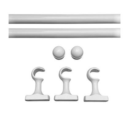 Imagem de Kit Bastão Varão para cortina Ferro C/ Suportes E Ponteiras1,40 M 19 Mm