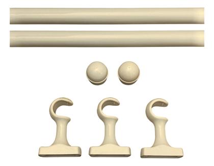 Imagem de Kit Bastão Varão para cortina Ferro C/ Suportes E Ponteiras1,90 M 19 Mm