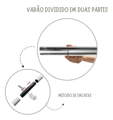 Imagem de Kit Bastão Varão para cortina Ferro C/ Suportes E Ponteiras1,90 M 19 Mm