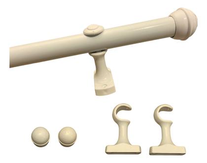 Imagem de Kit Bastão Varão para cortina Ferro C/ Suportes E Ponteiras1,90 M 19 Mm