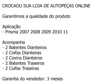 Imagem de Kit Batente Dianteiro Traseiro Prisma 2007 2008 2009 2010 11