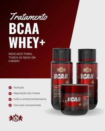 Imagem de Kit bcaa + whey shampoo 300ml + condicionador 300ml + máscara 300g