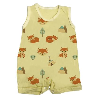 Imagem de Kit Bebê 4 Peças Body Curto Macacão e Shorts Estampado Verão