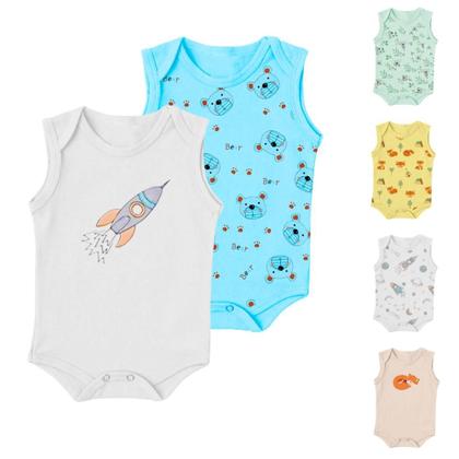 Imagem de Kit Bebê 4 Peças Body Curto Macacão e Shorts Estampado Verão