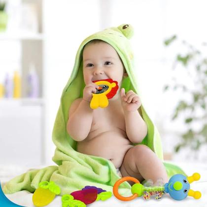 Imagem de Kit Bebê Com Chocalhos Coloridos Para Desenvolvimento Motor E Sensorial Envio Imediato