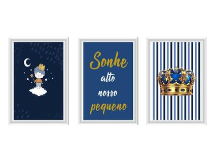 Imagem de Kit Bebe Higiene Coroa Decoração Com Trio De Quadrinhos Mdf