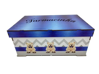 Imagem de Kit Bebe Higiene Nuvem Quarto Menino Com Trio De Quadros Mdf