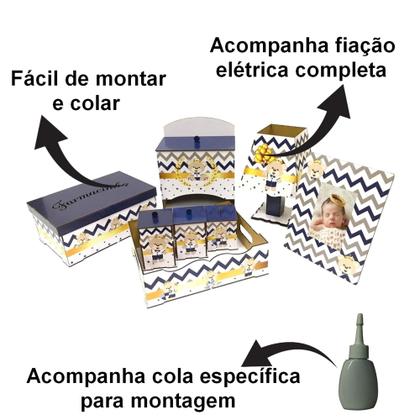 Imagem de Kit Bebe Higiene Nuvem Quarto Menino Com Trio De Quadros Mdf