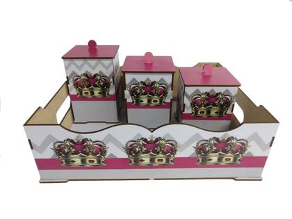 Imagem de Kit Bebe Quarto Menina Coroa Decoração Berço Maternidade Mdf