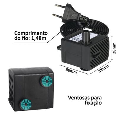 Imagem de Kit Bebedouro Para Gato Pet Fonte Bombinha Bivolt C/ Torneira Bica Inox