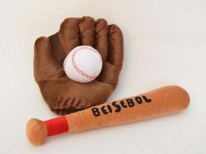 Imagem de Kit beisebol de pelúcia velboa 3 peças taco luva bola