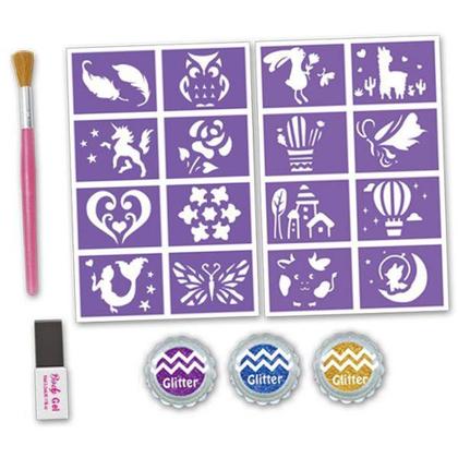 Imagem de Kit Beleza Infantil Tatoo Collection Glitter + Acessorios 13 Peças DM TOYS DMT6575
