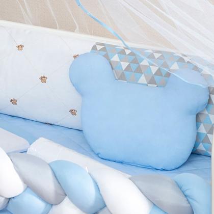 Imagem de Kit Berço 12 Peças Urso Baby Azul com Cortina  Padrão Americano Menino