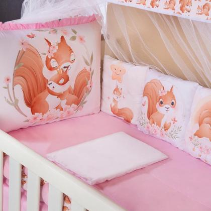 Imagem de Kit Berço Americano 13 pcs para Bebê Menina Esquilo Rosa