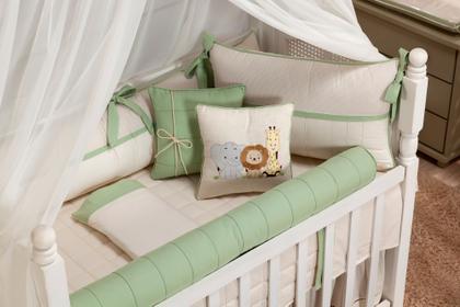 Imagem de Kit Berço Americano Menino Safari Bita Verde Erva Doce 11 Peças Algodão