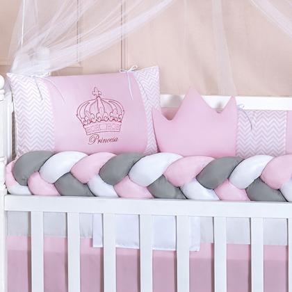 Imagem de Kit Berço Americano Trança 11 Peças Para Bebê Bordado Menino e Menina