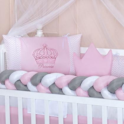 Imagem de Kit Berço Americano Trança 11 Peças Para Bebê Bordado Menino e Menina