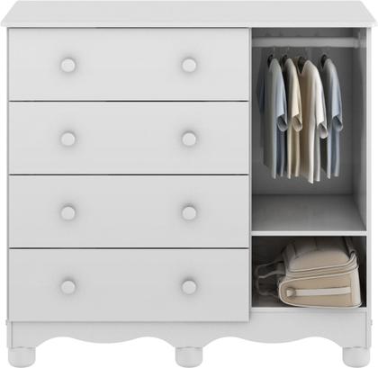 Imagem de Kit Berço Cômoda Ben Bolinha Moveis Peroba MDF Branco