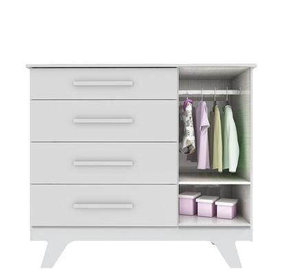 Imagem de Kit Berço Cômoda e Guarda Roupa LS Retro Moveis Peroba MDF Com Capitône