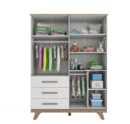 Imagem de Kit Berço Cômoda e Guarda Roupa LS Retro Moveis Peroba MDF Com Capitône 