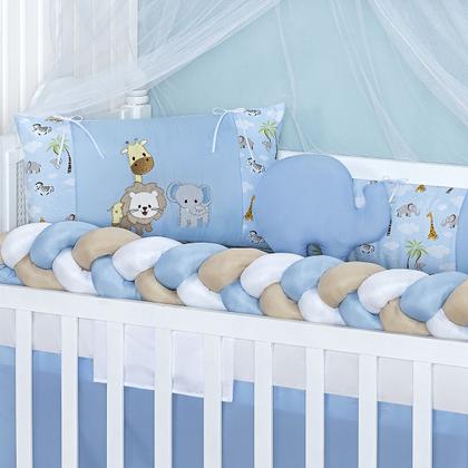 Imagem de Kit berço completo modelo safari - americano e nacional - serve para berço com colchão de até 130cm x 70cm - total 11 peças - lindas opções de cores