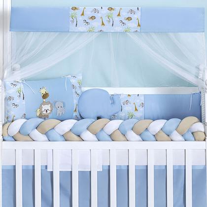 Imagem de Kit berço completo modelo safari - americano e nacional - serve para berço com colchão de até 130cm x 70cm - total 11 peças - lindas opções de cores