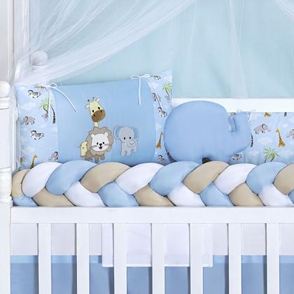Imagem de Kit berço completo modelo safari - americano e nacional - serve para berço com colchão de até 130cm x 70cm - total 11 peças - lindas opções de cores