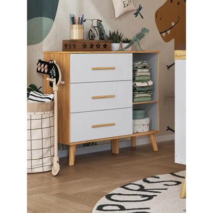 Imagem de Kit Berço e Cômoda Infantil Moveis Peroba Sky Retro MDF Ls