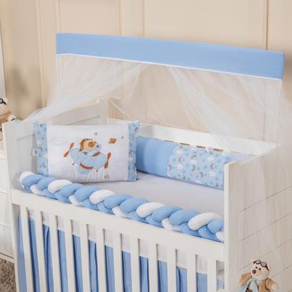 Imagem de Kit Berço Menina Menino Protetor Trança Com Saia 6 Peças