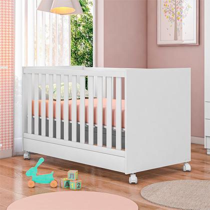 Imagem de Kit Berço Mini Cama Taís e Cômoda Infantil 3 Gavetas com Nicho Brilhar Q01 - ADJ Decor