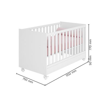 Imagem de Kit Berço Mini Cama Taís e Cômoda Infantil 3 Gavetas com Nicho Brilhar Q01 - ADJ Decor