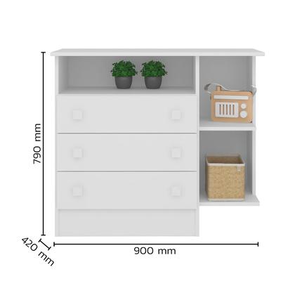 Imagem de Kit Berço Mini Cama Taís e Cômoda Infantil 3 Gavetas com Nicho Brilhar Q01 - ADJ Decor