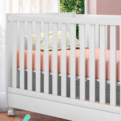 Imagem de Kit Berço Mini Cama Taís e Guarda Roupa Infantil 2 Portas e 2 Gavetas com Nicho Brilhar Q01 Branco - Amarena Móveis