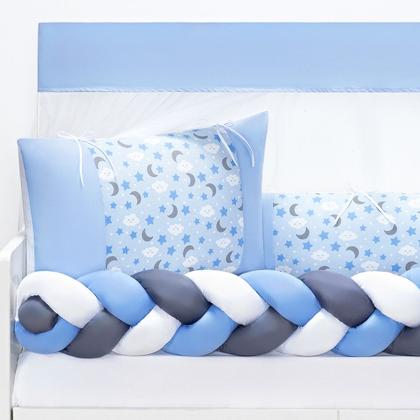 Imagem de Kit Berço Protetor Americano Trançado Lua Nuvem Estrela Chuva de Amor 6 peças