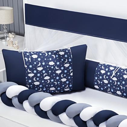 Imagem de Kit Berço Protetor Americano Trançado Lua Nuvem Estrela Chuva de Amor 6 peças