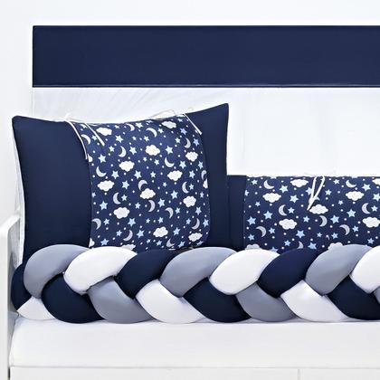 Imagem de Kit Berço Protetor Americano Trançado Lua Nuvem Estrela Chuva de Amor 6 peças