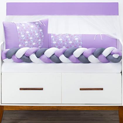 Imagem de Kit Berço Protetor Americano Trançado Lua Nuvem Estrela Chuva de Amor 6 peças