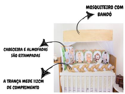 Imagem de Kit Berço Trança Menino Sublimado Com Trocador 13 Peças