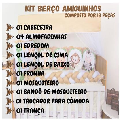 Imagem de Kit Berço Trança Menino Sublimado Com Trocador 13 Peças