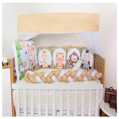 Imagem de Kit Berço Trança Menino Sublimado Com Trocador 13 Peças