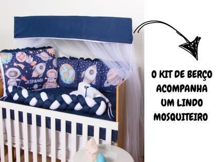 Imagem de Kit Berço Trança Menino Sublimado Com Trocador 13 Peças