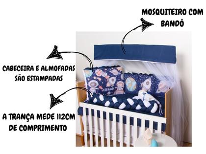 Imagem de Kit Berço Trança Menino Sublimado Com Trocador 13 Peças