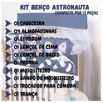 Imagem de Kit Berço Trança Menino Sublimado Com Trocador 13 Peças