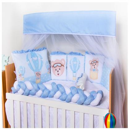 Imagem de Kit Berço Trança Menino Sublimado Com Trocador 13 Peças