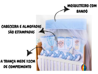 Imagem de Kit Berço Trança Menino Sublimado Com Trocador 13 Peças