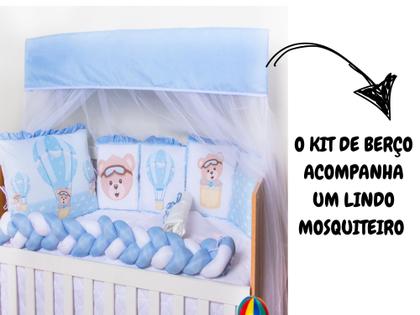 Imagem de Kit Berço Trança Menino Sublimado Com Trocador 13 Peças