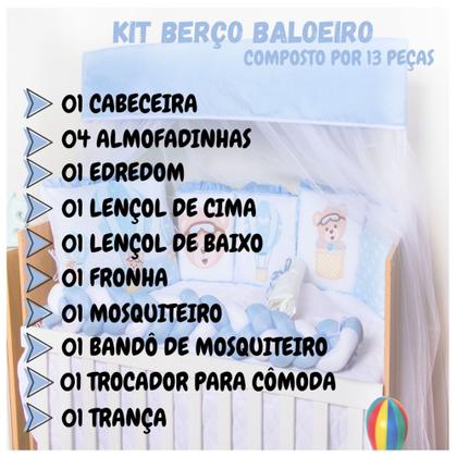 Imagem de Kit Berço Trança Menino Sublimado Com Trocador 13 Peças