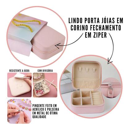 Imagem de Kit Berloque Pulseira Infantil 110pçs Com Porta Joias Linda E Delicada Escolha o Modelo