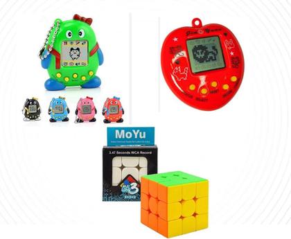 Imagem de Kit Bichinho Virtual Tamagochi + Cubo Magico Moyu Brinquedo Didatico